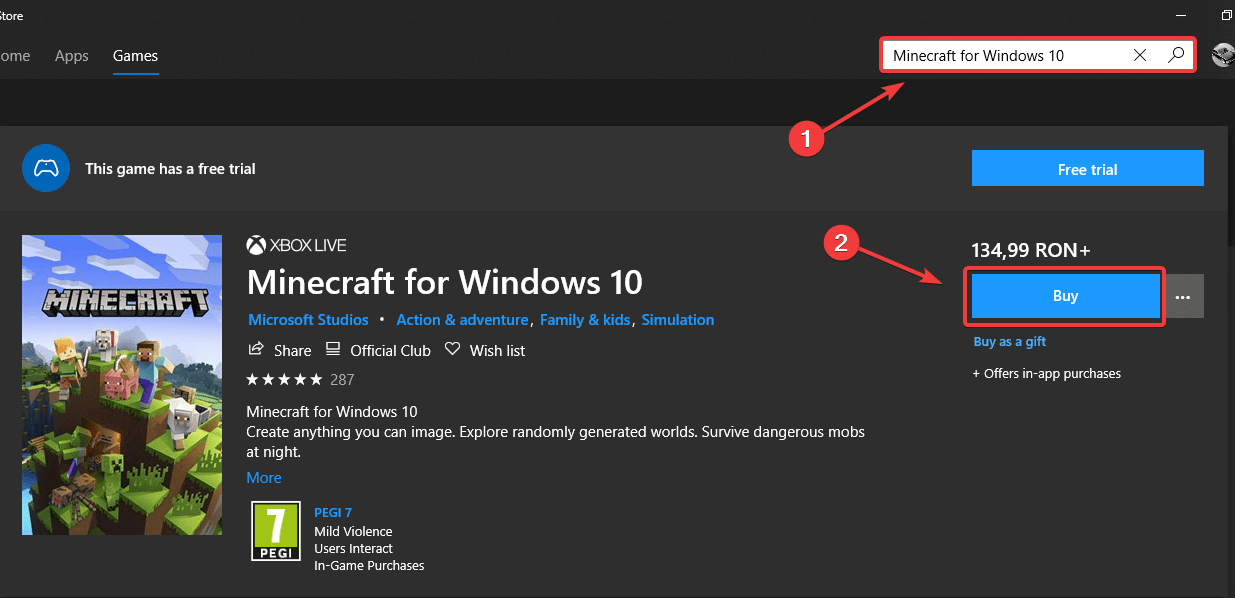 minecraft bedrock edition windows 10 download free